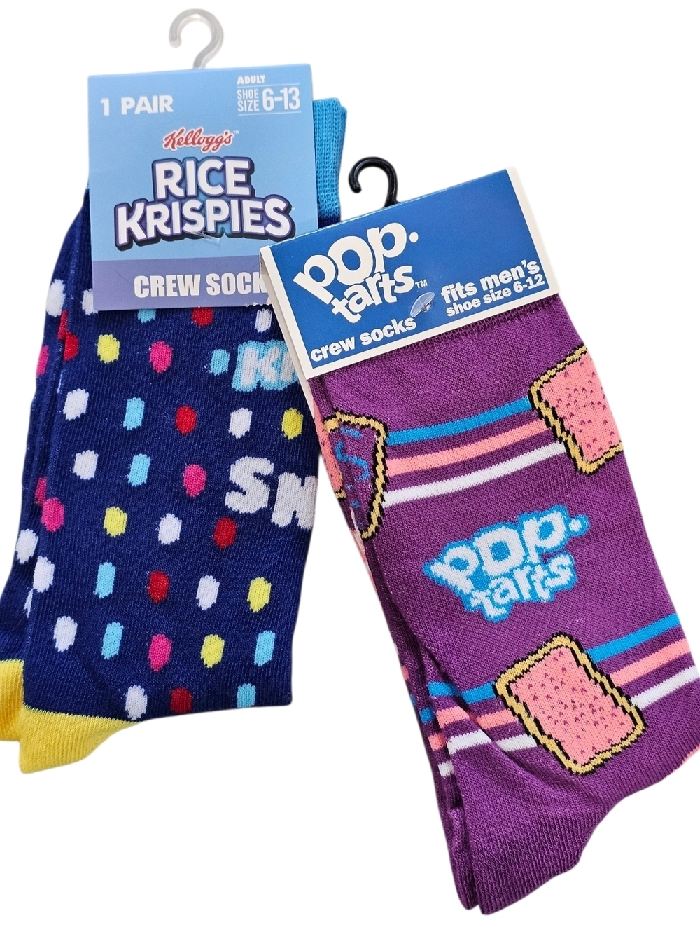 Kellogg's Rice Krispies & Pop-Tarts Men's Crew Socks - Purple & Navy - Pack of 2